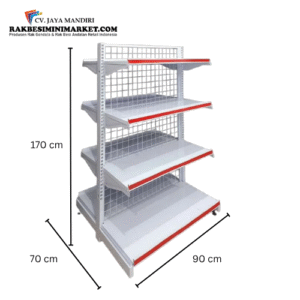Rak Gondola Minimarket Tipe Double Ukuran 170x70x90