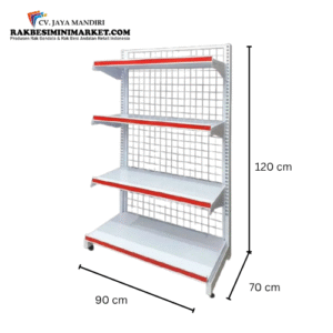 Rak Gondola Minimarket Tipe Single Well Ukuran 120x70x90