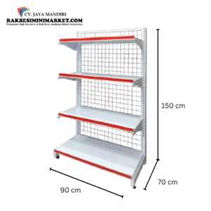 Rak Gondola Minimarket Tipe Single Well Ukuran 150x70x90